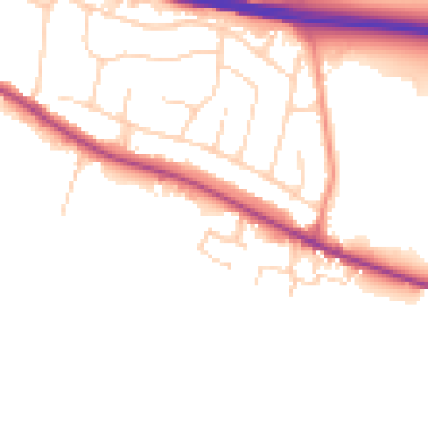 Daytime road noise heatmap for DE21 7UG