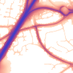 Daytime road noise heatmap for DE3 9AQ