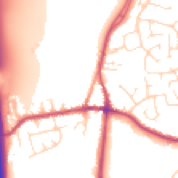 Daytime road noise heatmap for DE55 1AA