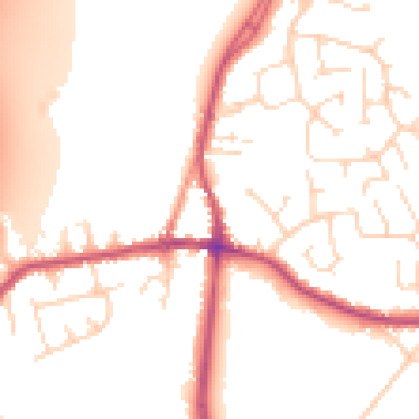 Daytime road noise heatmap for DE55 1AB