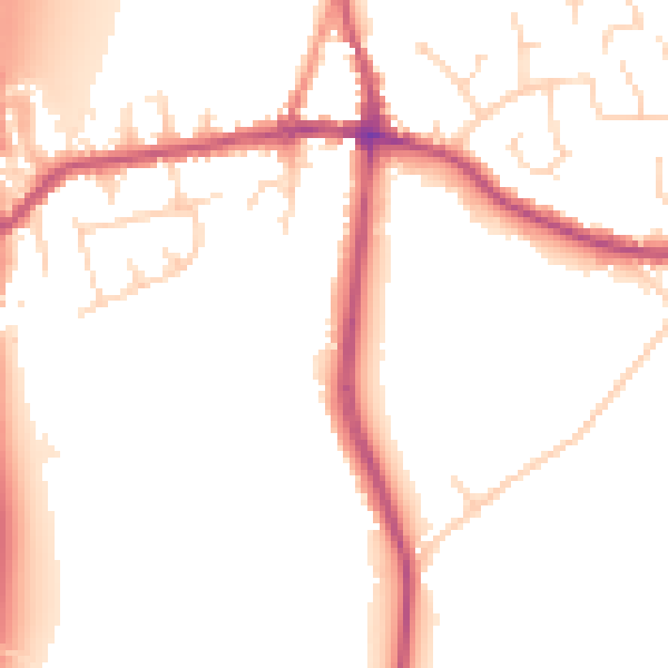 Daytime road noise heatmap for DE55 1AD