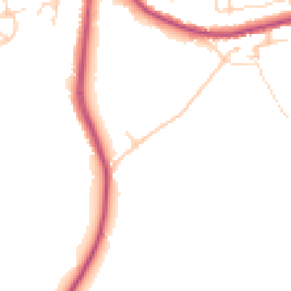 Daytime road noise heatmap for DE55 1AF