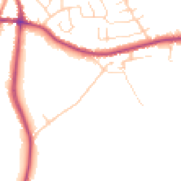 Daytime road noise heatmap for DE55 1AG