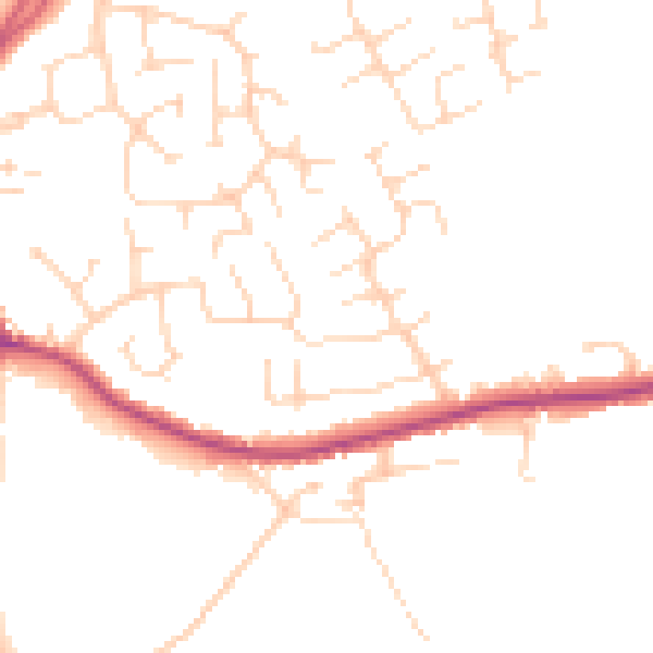 Daytime road noise heatmap for DE55 1AJ