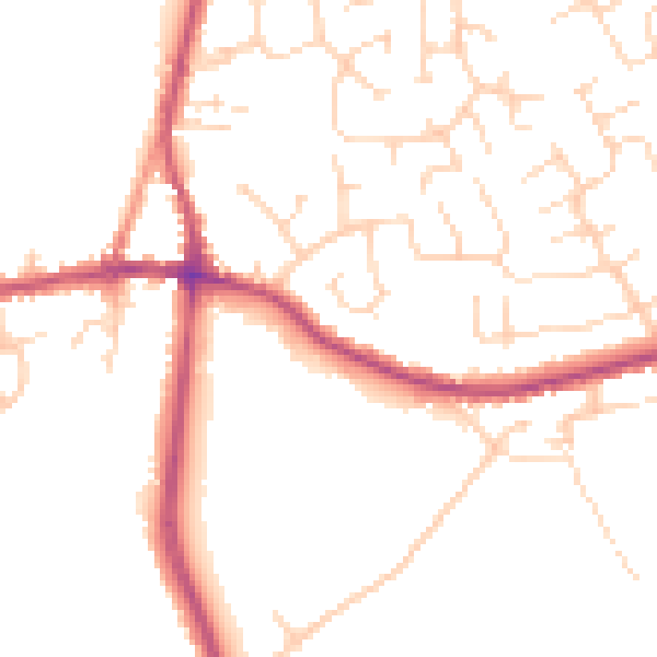 Daytime road noise heatmap for DE55 1AP