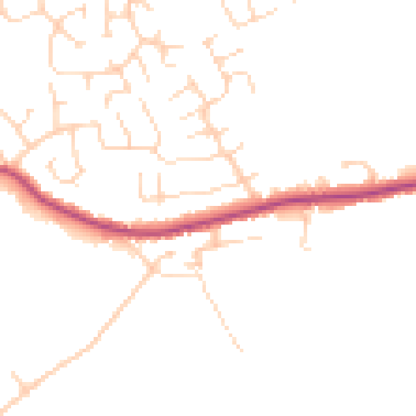 Daytime road noise heatmap for DE55 1AR