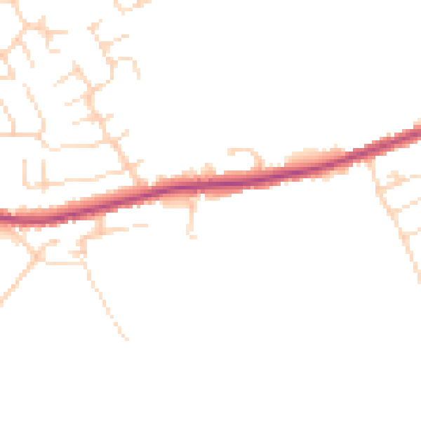 Daytime road noise heatmap for DE55 1AS