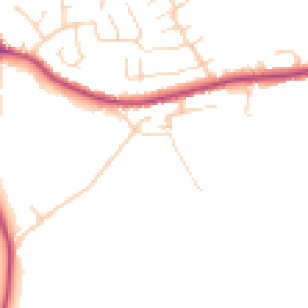 Daytime road noise heatmap for DE55 1AT