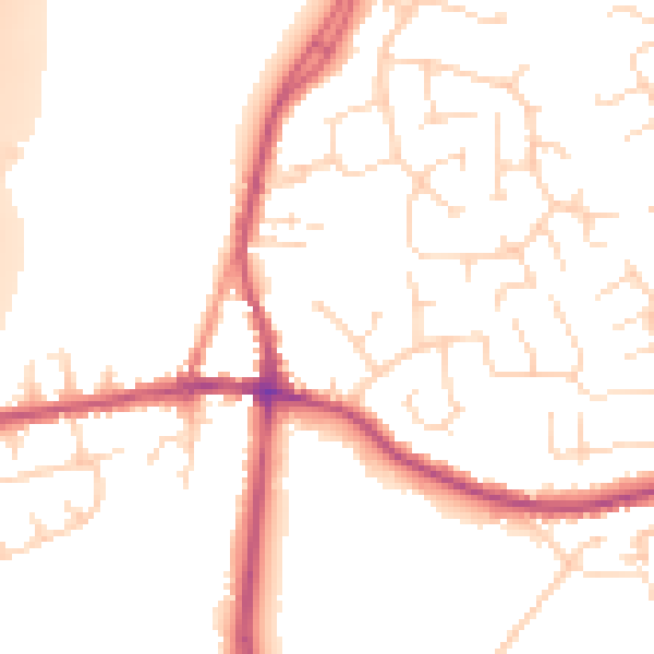Daytime road noise heatmap for DE55 1AW