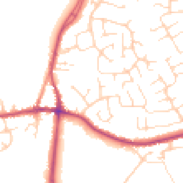 Daytime road noise heatmap for DE55 1AX