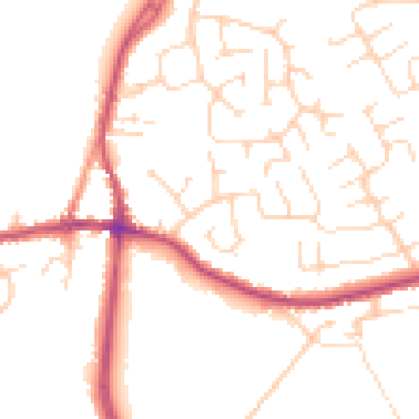 Daytime road noise heatmap for DE55 1AY