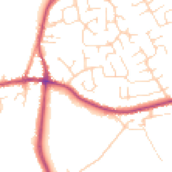 Daytime road noise heatmap for DE55 1BA