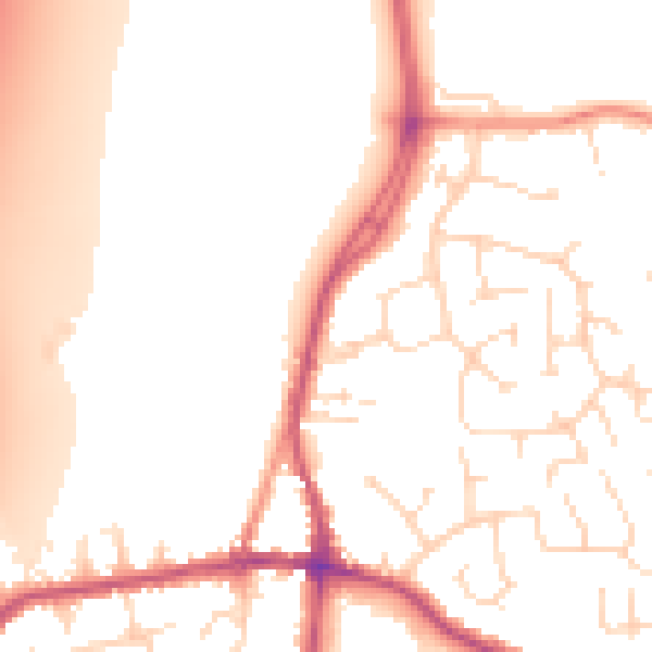 Daytime road noise heatmap for DE55 1BG