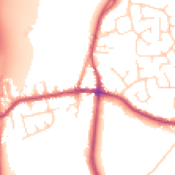 Daytime road noise heatmap for DE55 1BL