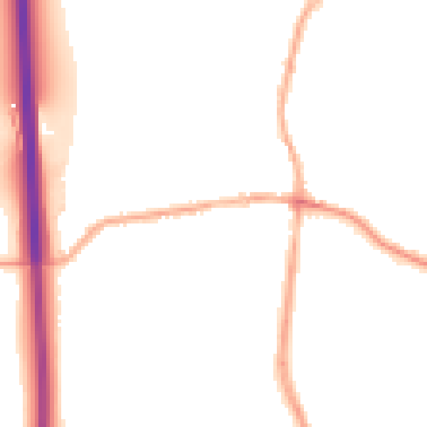 Night-time road noise heatmap for DE55 1BN
