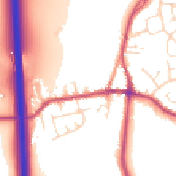 Daytime road noise heatmap for DE55 1BP