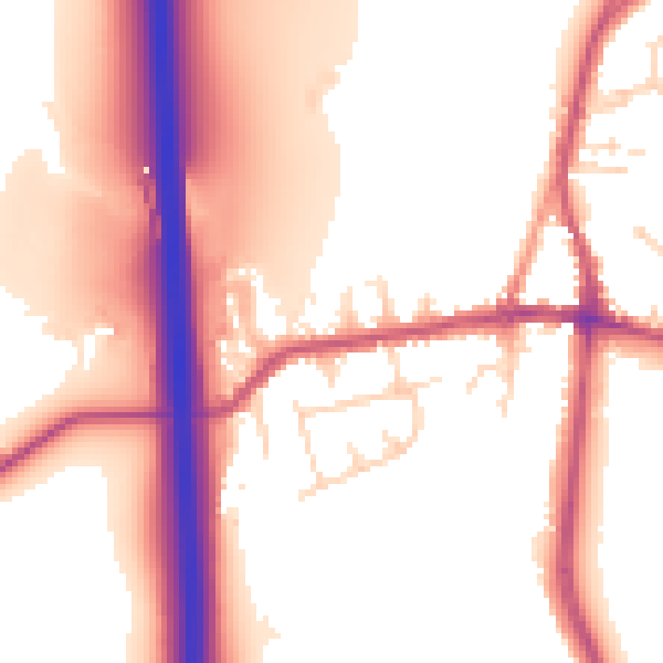 Daytime road noise heatmap for DE55 1BQ