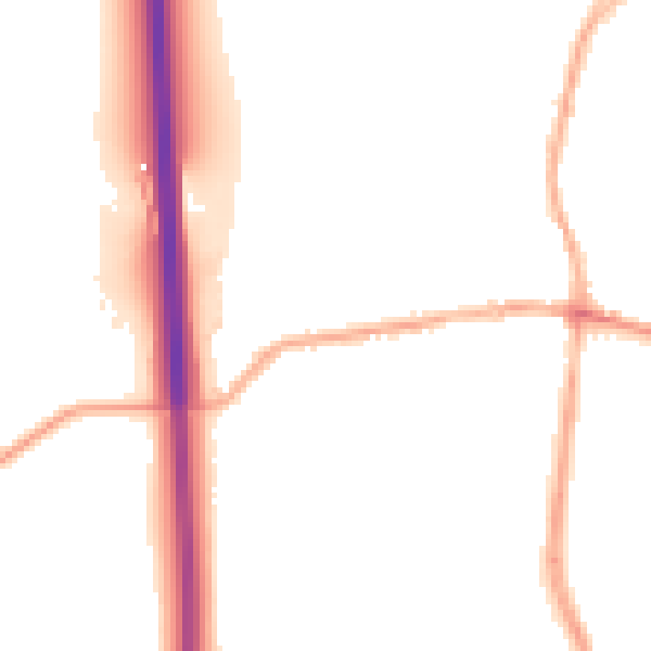 Night-time road noise heatmap for DE55 1BQ