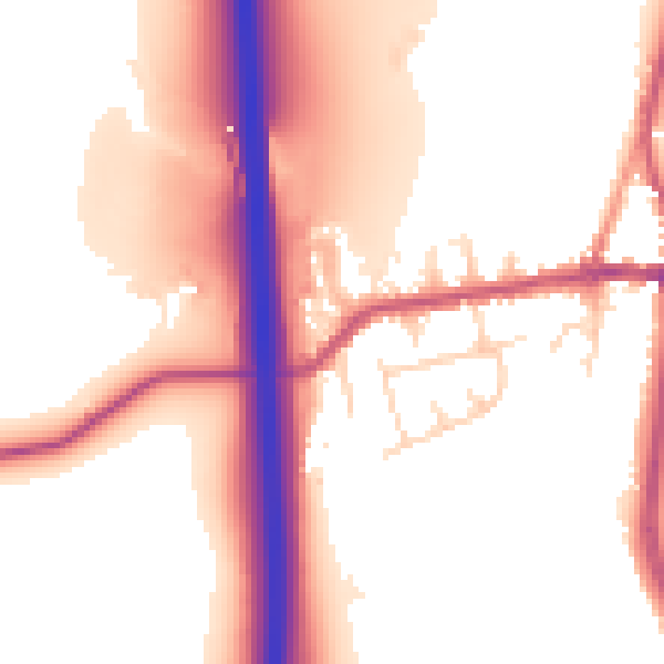 Daytime road noise heatmap for DE55 1BS