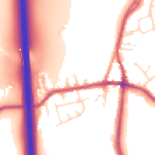 Daytime road noise heatmap for DE55 1BT