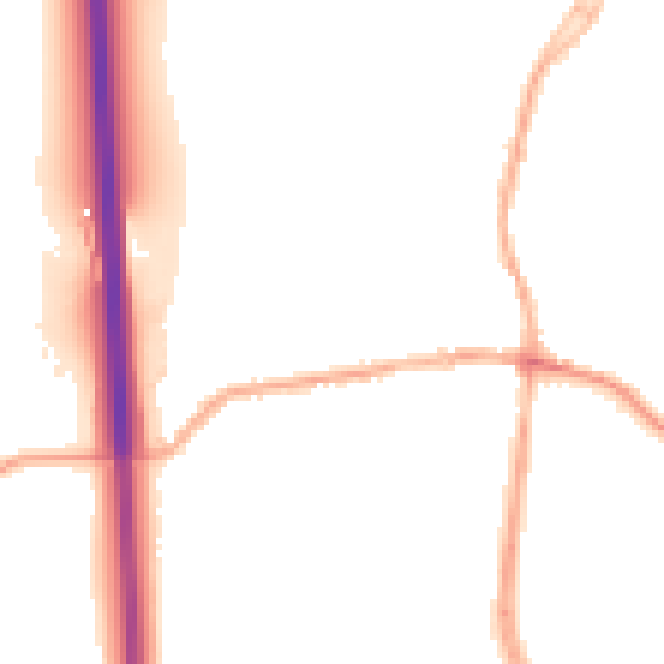 Night-time road noise heatmap for DE55 1BT