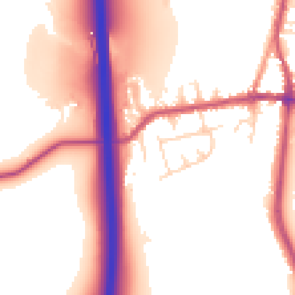 Daytime road noise heatmap for DE55 1BU