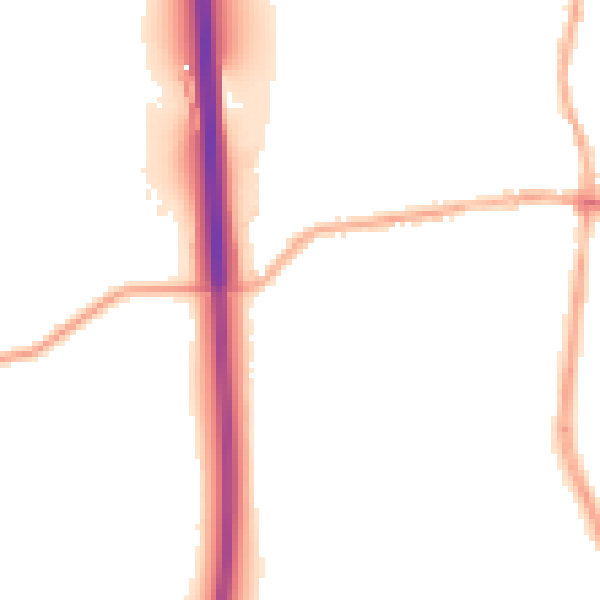 Night-time road noise heatmap for DE55 1BU