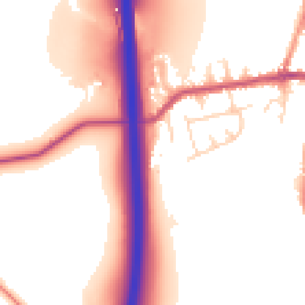 Daytime road noise heatmap for DE55 1BW