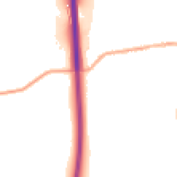Night-time road noise heatmap for DE55 1BW
