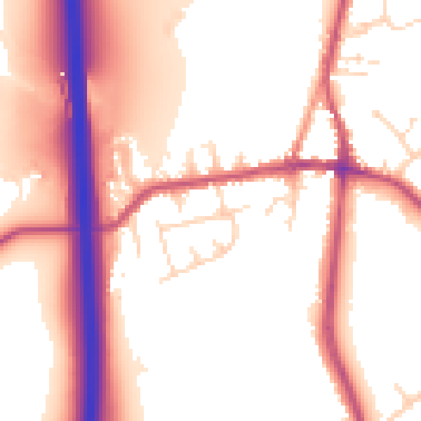 Daytime road noise heatmap for DE55 1BX