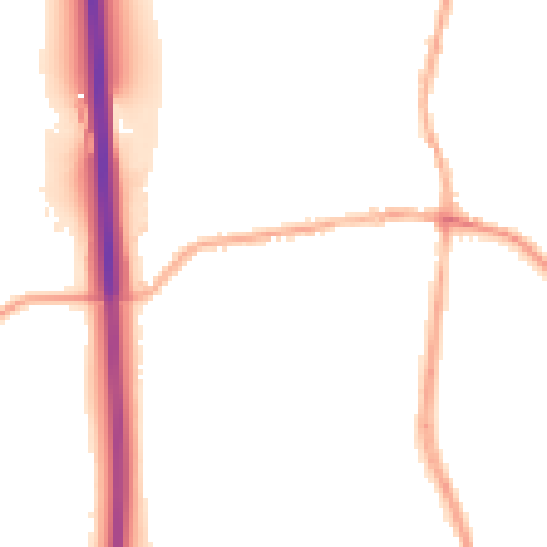 Night-time road noise heatmap for DE55 1BX