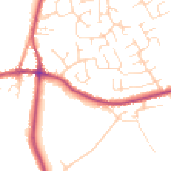 Daytime road noise heatmap for DE55 1BY