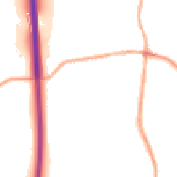 Night-time road noise heatmap for DE55 1BZ