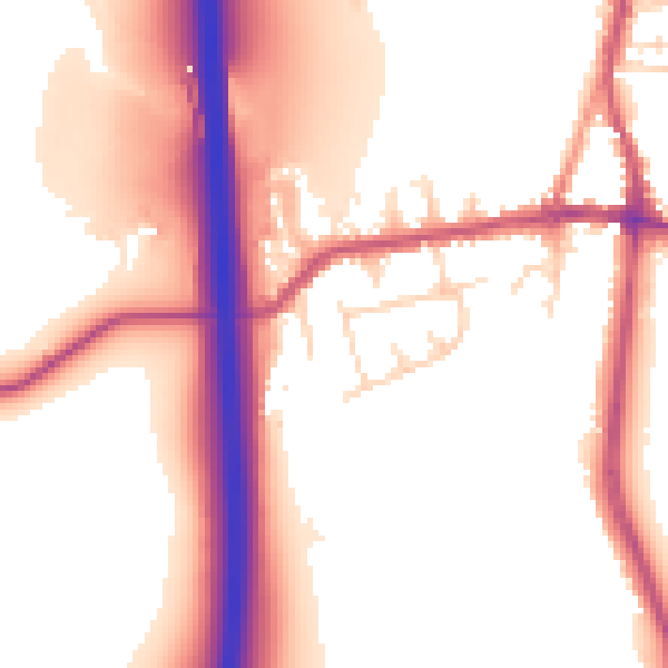 Daytime road noise heatmap for DE55 1DA