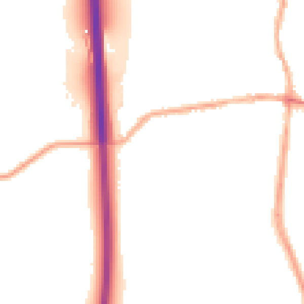 Night-time road noise heatmap for DE55 1DA