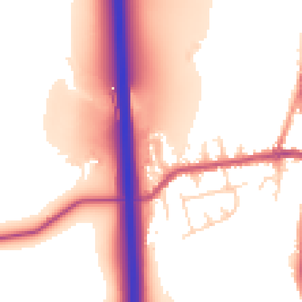 Daytime road noise heatmap for DE55 1DB