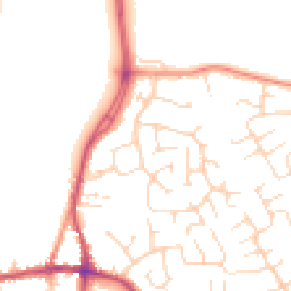 Daytime road noise heatmap for DE55 1DD