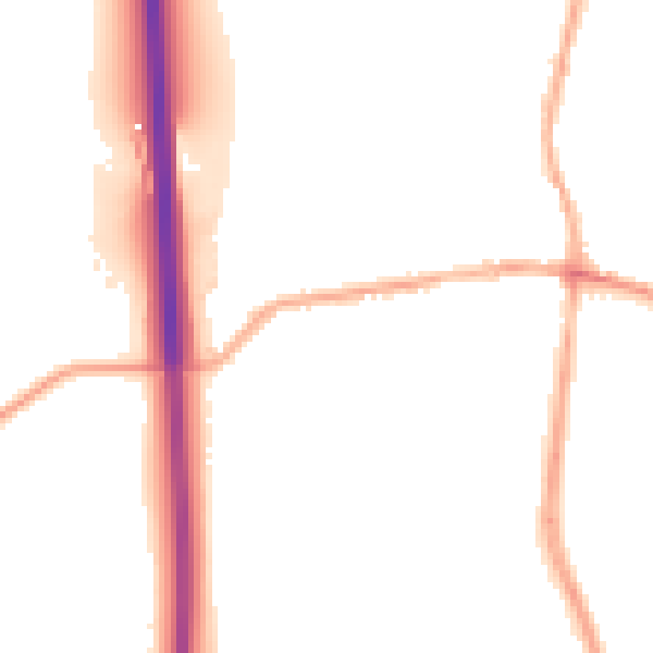 Night-time road noise heatmap for DE55 1DE