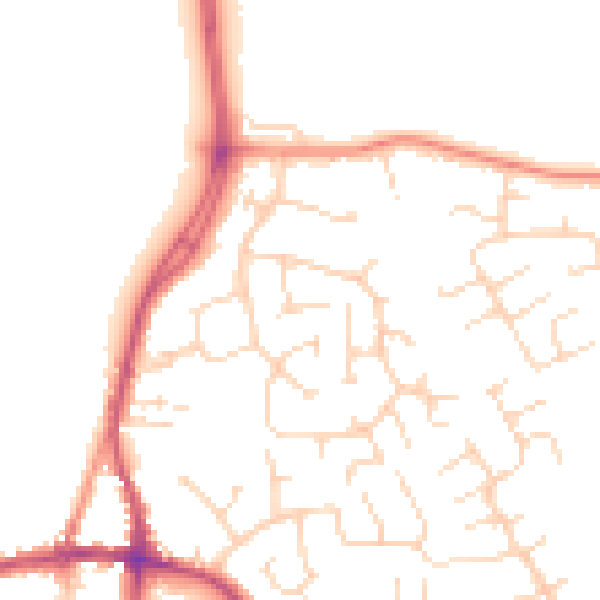 Daytime road noise heatmap for DE55 1DF