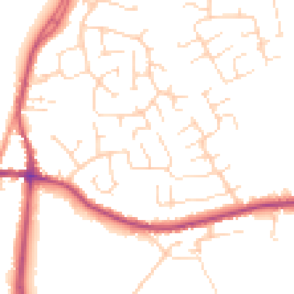 Daytime road noise heatmap for DE55 1DG
