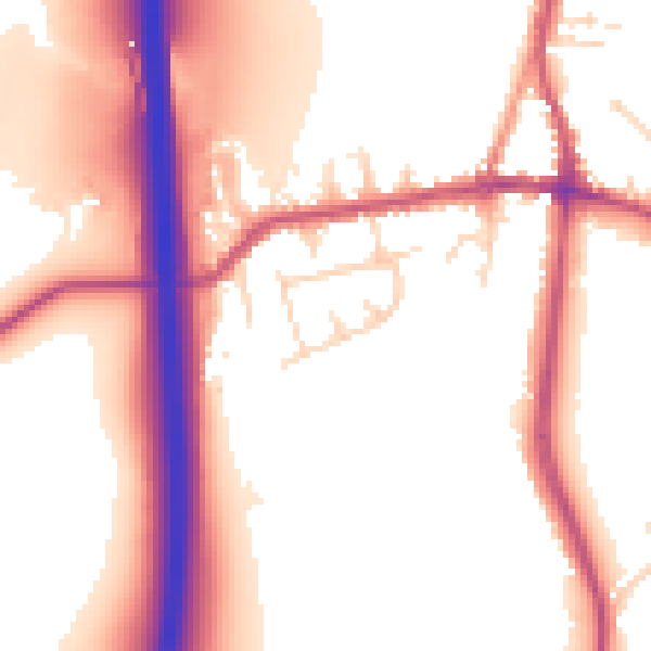 Daytime road noise heatmap for DE55 1DH