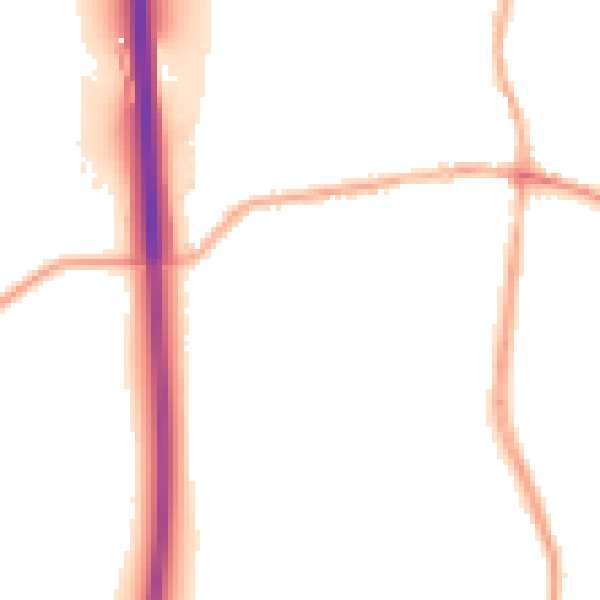 Night-time road noise heatmap for DE55 1DH