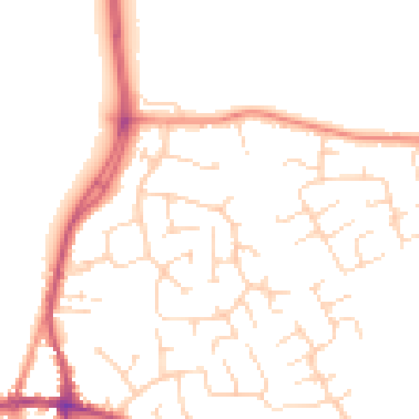 Daytime road noise heatmap for DE55 1DJ