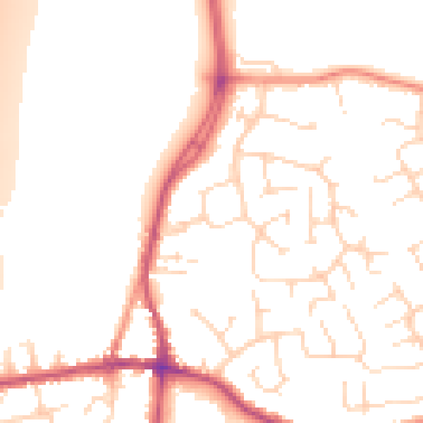 Daytime road noise heatmap for DE55 1DL