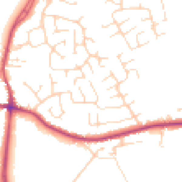 Daytime road noise heatmap for DE55 1DQ