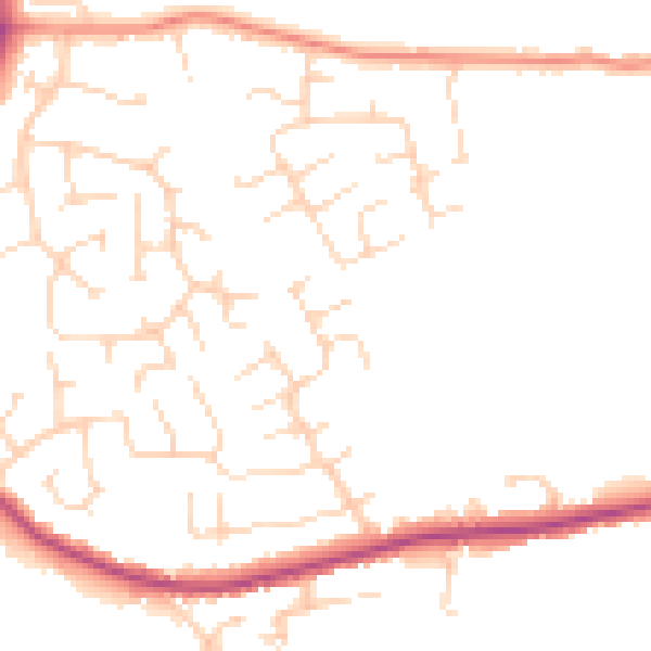 Daytime road noise heatmap for DE55 1DR