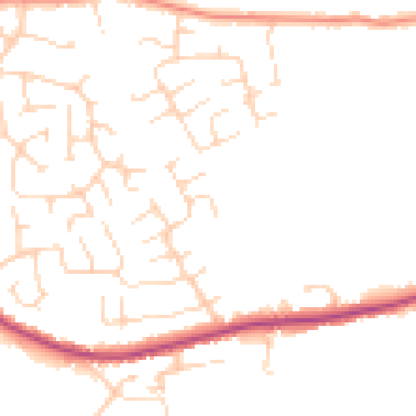 Daytime road noise heatmap for DE55 1EG