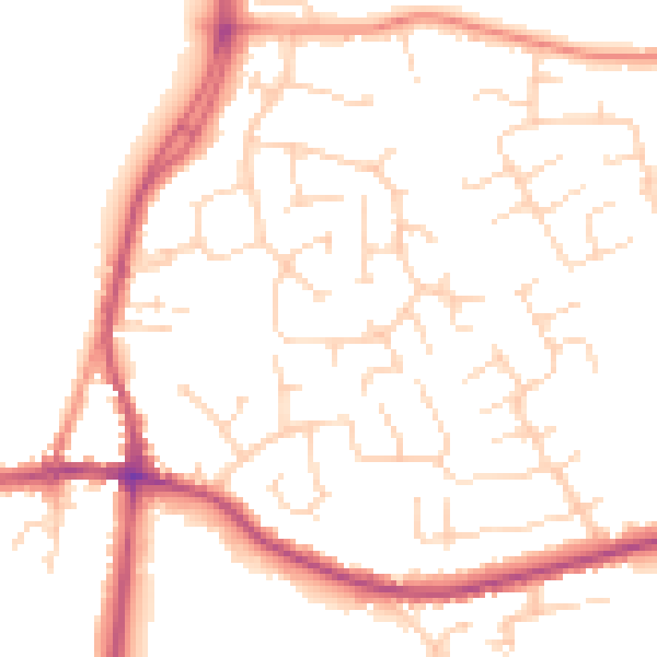Daytime road noise heatmap for DE55 1EH
