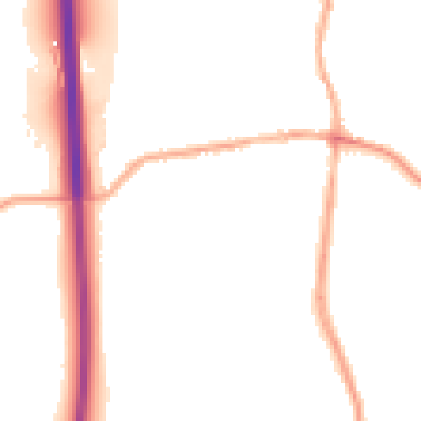 Night-time road noise heatmap for DE55 1ET