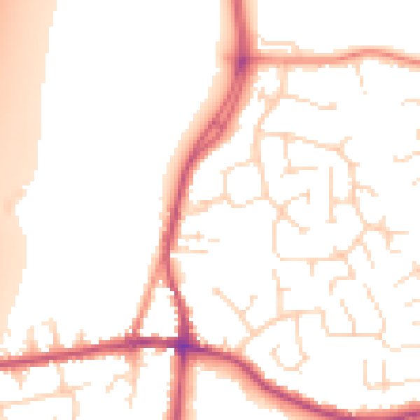 Daytime road noise heatmap for DE55 1HF